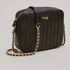 Balzac Black Leather caesar bag